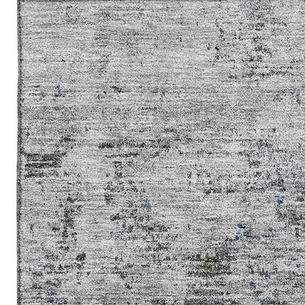 HomeRoots 8' X 10' Gray & Silver Abstract Washable Area Rug - UV Protected, Stain-Resistant, Soft & Durable Design 675646