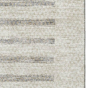 HomeRoots 5' Beige Ivory and Gray Striped Area Rug - Washable, UV Protected, Durable Carpet for Homes & Kids 675650
