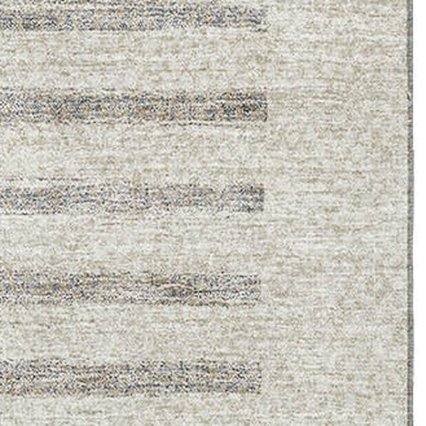 HomeRoots 5' Beige Ivory and Gray Striped Area Rug - Washable, UV Protected, Durable Carpet for Homes & Kids 675650