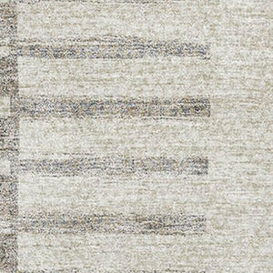 HomeRoots 9' X 12' Stylish Beige Gray Striped Washable Area Rug with UV Protection for High-Traffic Spaces 675653