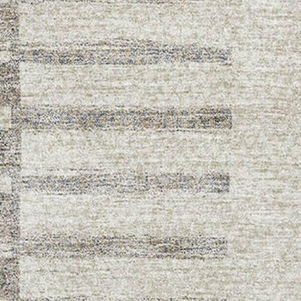 HomeRoots 9' X 12' Stylish Beige Gray Striped Washable Area Rug with UV Protection for High-Traffic Spaces 675653