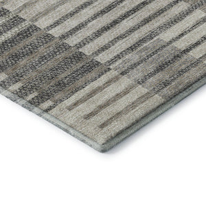 HomeRoots 10' Beige Ivory Gray Striped Washable Area Rug - Durable, Stain-Resistant, UV Protected for Homes 675654