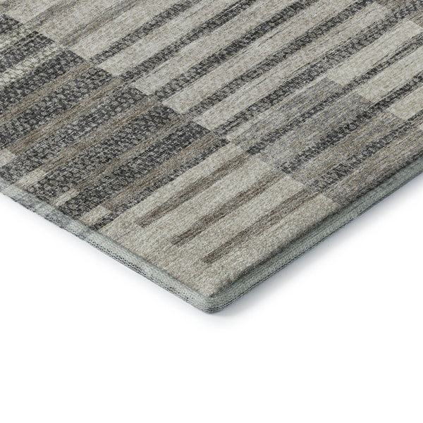 HomeRoots 10' Beige Ivory Gray Striped Washable Area Rug - Durable, Stain-Resistant, UV Protected for Homes 675654