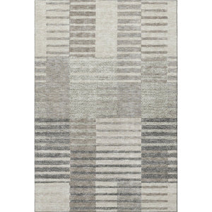HomeRoots 10' Beige Ivory Gray Striped Washable Area Rug - Durable, Stain-Resistant, UV Protected for Homes 675654
