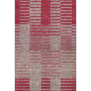 HomeRoots 5' X 8' Burgundy and Gray Striped Area Rug - Washable, UV-Protected, Durable for Family Living Spaces 675662