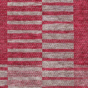 HomeRoots 8' X 10' Burgundy and Gray Striped Washable Area Rug with UV Protection for Indoor & Outdoor Use 675664