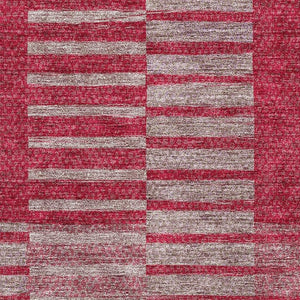 HomeRoots 9' X 12' Burgundy and Gray Striped Area Rug - Durable, Washable Design with UV Protection for Homes 675665