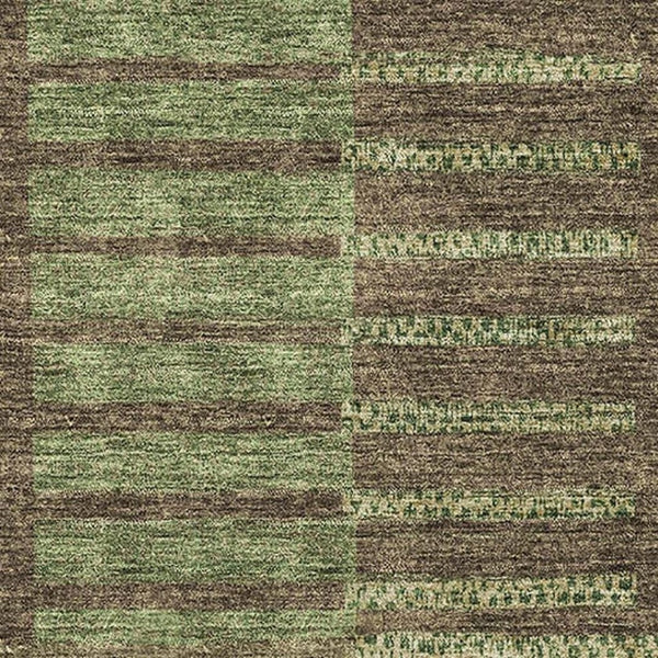HomeRoots 10' X 14' Striped Washable Area Rug in Coffee & Green – UV Protected, Stain Resistant for Busy Homes 675672