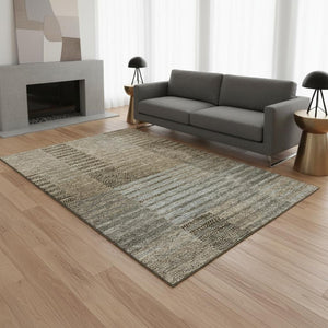 HomeRoots 5' X 8' Taupe Beige and Gray Striped Area Rug – Washable, Durable, UV-Protected for Everyday Elegance 675674
