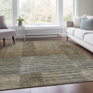 HomeRoots 5' X 8' Taupe Beige and Gray Striped Area Rug – Washable, Durable, UV-Protected for Everyday Elegance 675674