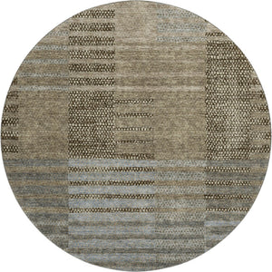 HomeRoots 8' Stylish Taupe Beige & Gray Striped Round Rug - Durable, Washable, UV Protected for Busy Homes 675675