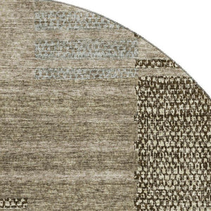 HomeRoots 8' Stylish Taupe Beige & Gray Striped Round Rug - Durable, Washable, UV Protected for Busy Homes 675675