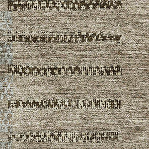 HomeRoots 9' X 12' Taupe Beige & Gray Striped Area Rug – Washable, UV-Protected, Durable for Family Spaces 675677
