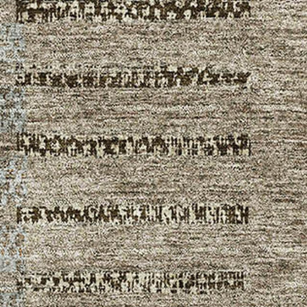 HomeRoots 9' X 12' Taupe Beige & Gray Striped Area Rug – Washable, UV-Protected, Durable for Family Spaces 675677