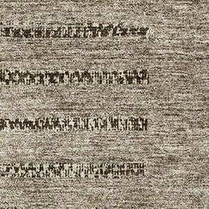 HomeRoots 10' X 14' Stylish Taupe Beige & Gray Striped Washable Area Rug with UV Protection for All Spaces 675678