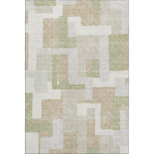 HomeRoots 5' X 8' Beige Ivory Taupe Geometric Area Rug - Washable, UV-Protected, Durable, and Stylish Design 675686