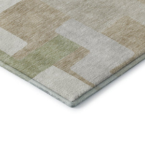 HomeRoots 5' X 8' Beige Ivory Taupe Geometric Area Rug - Washable, UV-Protected, Durable, and Stylish Design 675686