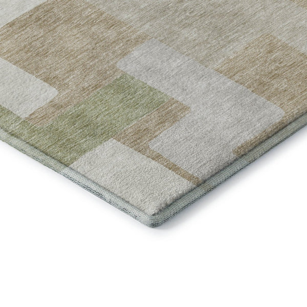 HomeRoots 5' X 8' Beige Ivory Taupe Geometric Area Rug - Washable, UV-Protected, Durable, and Stylish Design 675686