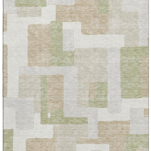 HomeRoots 5' X 8' Beige Ivory Taupe Geometric Area Rug - Washable, UV-Protected, Durable, and Stylish Design 675686