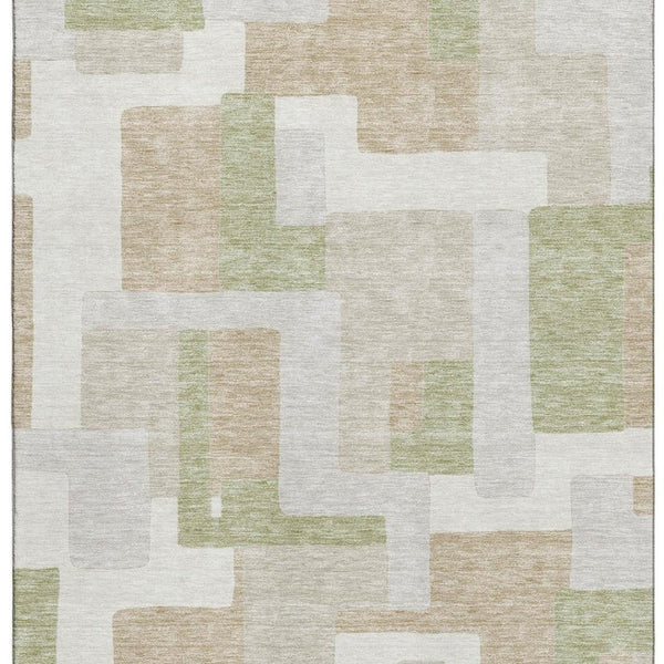 HomeRoots 5' X 8' Beige Ivory Taupe Geometric Area Rug - Washable, UV-Protected, Durable, and Stylish Design 675686