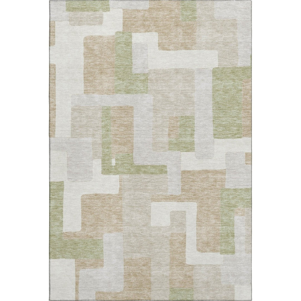 HomeRoots 8' X 10' Washable Beige Ivory Taupe Geometric Area Rug with UV Protection for Stylish Homes 675688