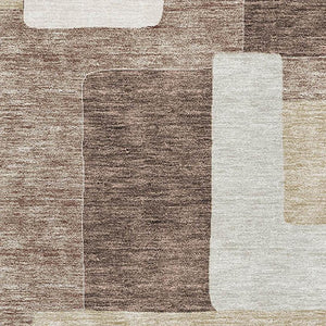 HomeRoots 5' X 8' Stylish Brown Ivory Beige Geometric Area Rug - Washable, UV Protected, Stain-Resistant Design 675698