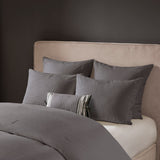 N Natori Hanae Transitional Cotton Blend Yarn Dyed 3 Piece Comforter Set NS10-3250 Grey