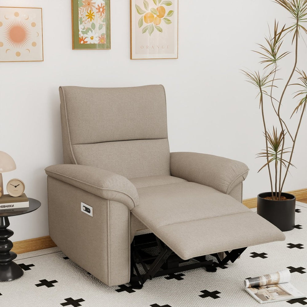 English Elm Power Lift Recliner Velvet Chair with Extended Footrest and Cup Holders for Elderly W1028S00062