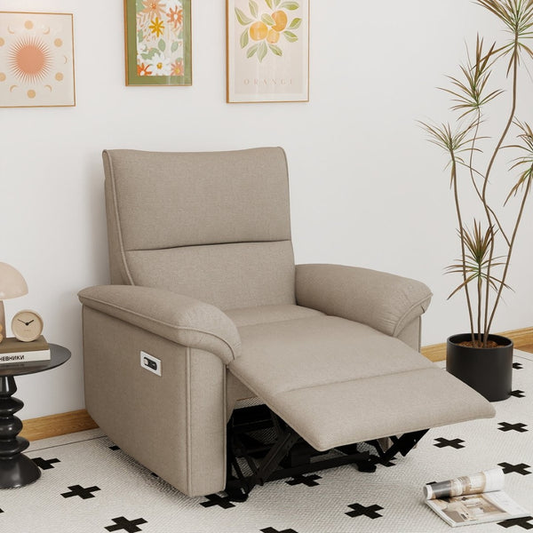 English Elm Power Lift Recliner Velvet Chair with Extended Footrest and Cup Holders for Elderly W1028S00062