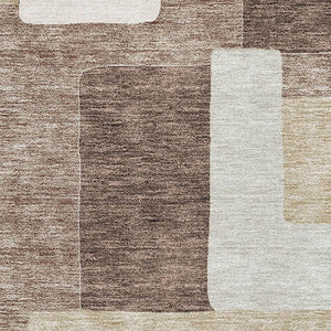 HomeRoots 8' X 10' Stylish Brown Ivory Beige Geometric Area Rug - Washable, UV Protected, Durable Design 675700