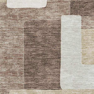 HomeRoots 10' X 14' Modern Brown Ivory Beige Geometric Washable Area Rug with UV Protection & Easy Care 675702