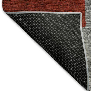 HomeRoots 9' X 12' Stylish Gray, Black & Red Geometric Washable Area Rug with UV Protection & Non-Slip Backing 675707
