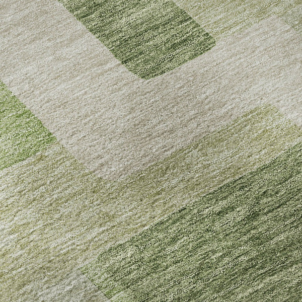 HomeRoots 8' Geometric Round Rug in Green and Beige - Washable, UV-Protected, Stylish for Indoor & Outdoor Use 675711