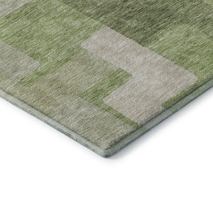 HomeRoots 10' X 14' Stylish Green & Beige Geometric Area Rug - Washable, UV-Protected & Perfect for Any Space! 675714