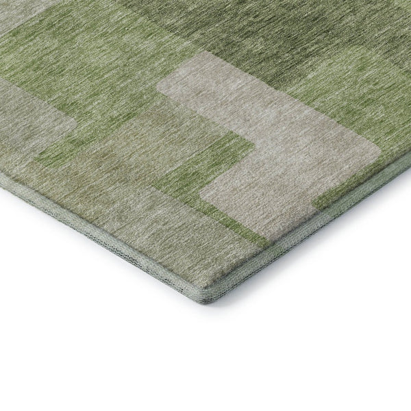 HomeRoots 10' X 14' Stylish Green & Beige Geometric Area Rug - Washable, UV-Protected & Perfect for Any Space! 675714