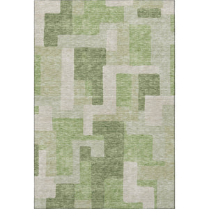 HomeRoots 10' X 14' Stylish Green & Beige Geometric Area Rug - Washable, UV-Protected & Perfect for Any Space! 675714
