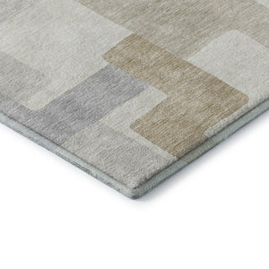 HomeRoots 5' X 8' Ivory Gray Beige Geometric Area Rug - Washable, UV Protected, Durable & Stylish Design 675716