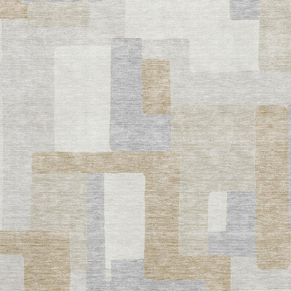 HomeRoots 9' X 12' Ivory Gray Geometric Area Rug - Durable, Washable, Stain-Resistant with UV Protection 675719