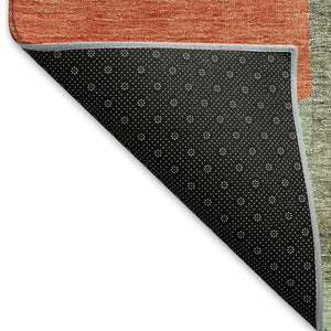 HomeRoots 10' Geometric Area Rug in Sage, Orange & Beige - Washable, UV Protected, Family Friendly & Stylish! 675732