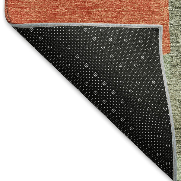 HomeRoots 10' Geometric Area Rug in Sage, Orange & Beige - Washable, UV Protected, Family Friendly & Stylish! 675732