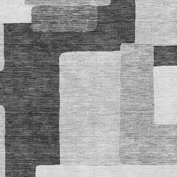 HomeRoots 5' X 8' Stylish Silver and Gray Geometric Washable Area Rug with UV Protection for High-Traffic Spaces 675734