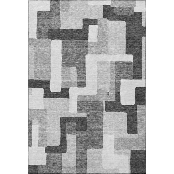 HomeRoots 8' X 10' Stunning Silver & Gray Geometric Area Rug - Washable, UV Protected & Perfect for Busy Homes! 675736