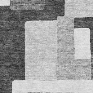 HomeRoots 9' X 12' Silver and Gray Geometric Area Rug – Durable, Washable, UV-Protected for Busy Homes! 675737