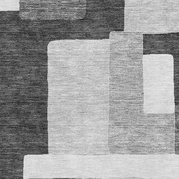 HomeRoots 9' X 12' Silver and Gray Geometric Area Rug – Durable, Washable, UV-Protected for Busy Homes! 675737