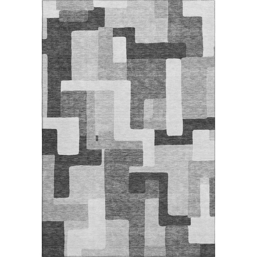 HomeRoots 10' Silver and Gray Geometric Area Rug – Washable, UV Protected, Durable for High-Traffic Homes 675738