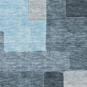 HomeRoots 5' X 8' Sky Blue and Gray Geometric Area Rug - Washable, Durable, UV Protected for Modern Spaces 675740