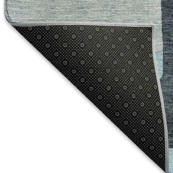 HomeRoots 9' X 12' Sky Blue and Gray Geometric Area Rug - Stylish, Washable, UV-Protected for Busy Homes 675743