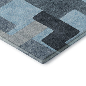 HomeRoots 9' X 12' Sky Blue and Gray Geometric Area Rug - Stylish, Washable, UV-Protected for Busy Homes 675743