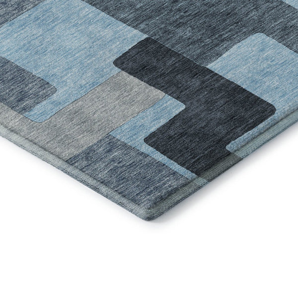 HomeRoots 9' X 12' Sky Blue and Gray Geometric Area Rug - Stylish, Washable, UV-Protected for Busy Homes 675743