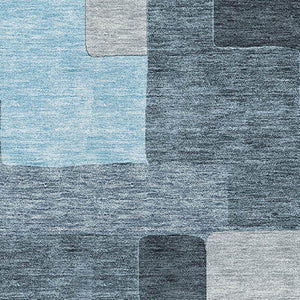 HomeRoots 10' X 14' Sky Blue & Gray Geometric Area Rug - Washable, UV Protected, Perfect for High-Traffic Spaces 675744